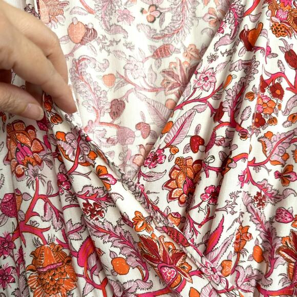 Knox Rose Pink Floral Print Surplice V Neck Ruffle Tiered Maxi Dress Womens XXL - Picture 5 of 12